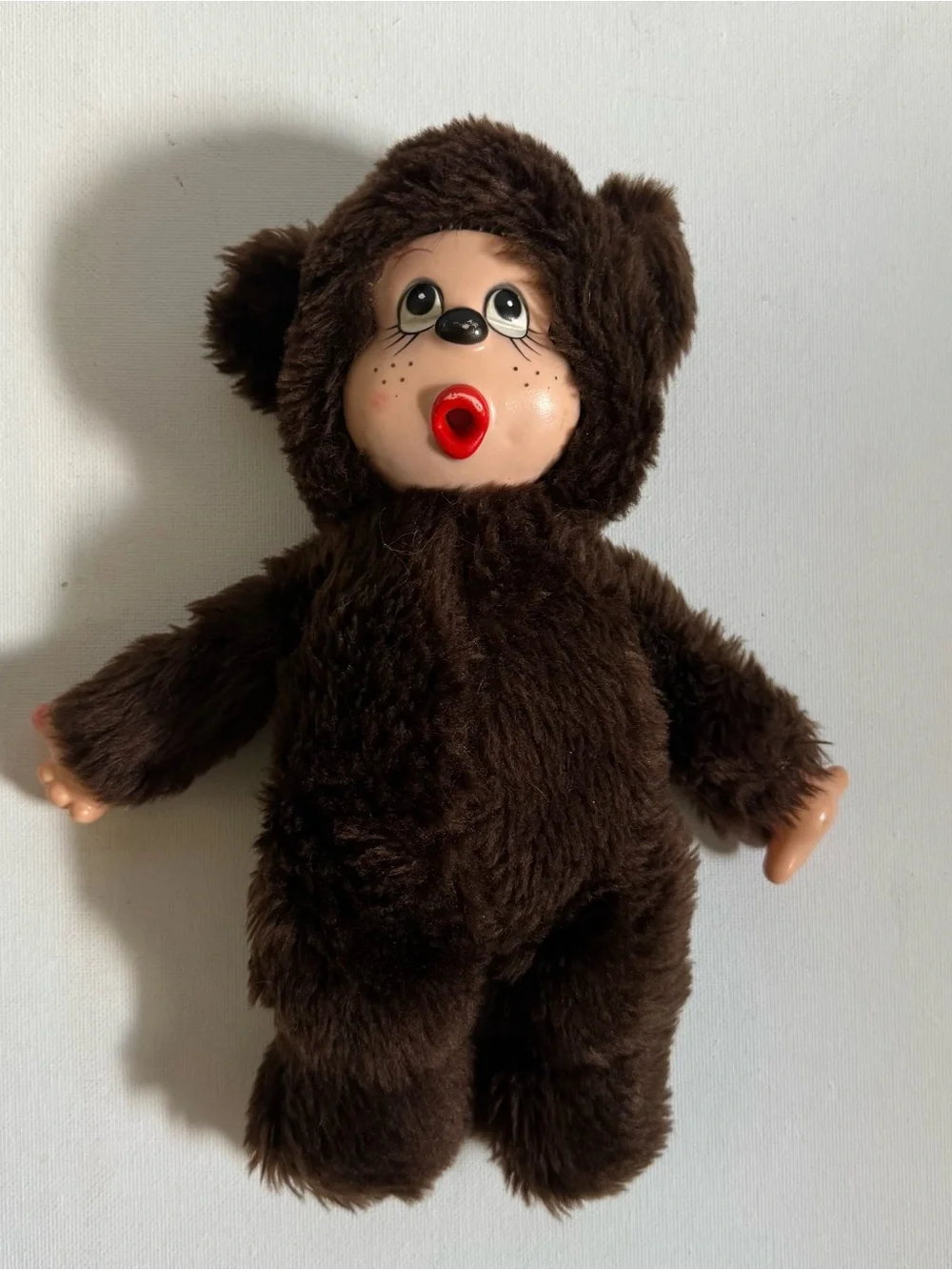 Vintage Monchhichi Style Thumb Sucking Monkey Doll Plush Rubber Face 10